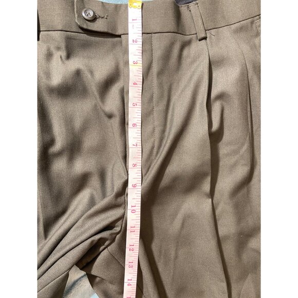 George Mens Dress Pants 36in 30in Brown Pleated Front Cuffed Leg Preppy Corpcore - Picture 9 of 9